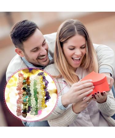 Yafe Chakra Bracelets - 8pcs Natural Colorful Crystal Chip Bracelets for Women Men | 7 Chakra Gemstone Bracelets 6.3-7.5 inches - Buy Online on GoSupps.com