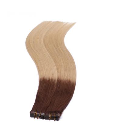 Tape In Hair Extensions #4/60 Ombre - 40cm - 100% Remy Real Hair - 40 Bricks 4cm Wide - Tress by Novon Hair Extensions - International Shipping Available - Buy Online on GoSupps.com