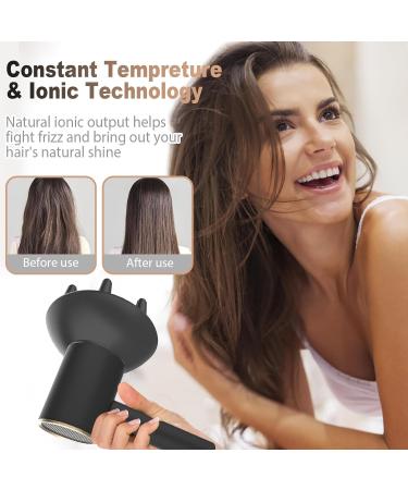 Travel Hair Dryer with Diffuser - Professional Lightweight Blow Dryer for Curly Hair - 2 Speed Heat Settings - Low Noise - Golden - Buy Online on GoSupps.com