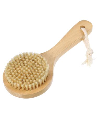 VOCOSTE 1 Pcs Bath Brush  Back Scrubber Wood for Shower with Short Handle  Brown  7.9 Inches 20x8cm