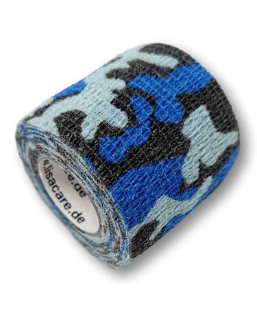 Lisacare Self -adhesive bandage - 2 roller paving 5cm wide - medical device - Mull bandages with wound pad & without applicable with color and motif selection (Camo blue) Camo blue 2 -Set