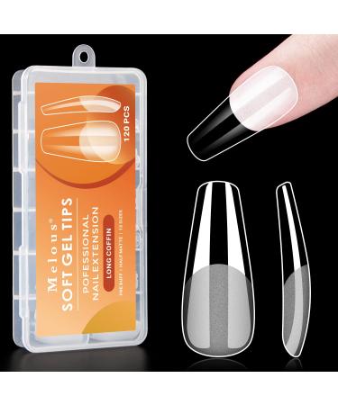 Long Coffin Soft Gel Nail Tips, Melous 120PCS Pre Buff Full Cover Nail Tips Half Matte Gel x Nail Tips A0-120 Pcs Long Coffin - Buy Online on GoSupps.com