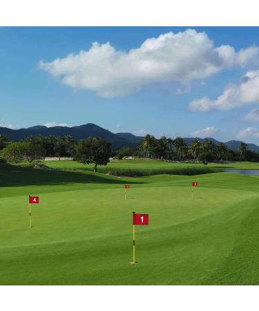 Set of 4 Red Numbered Solid Golf Flags - 8L x 6H Mini Putting Green Flags - 420D Nylon Pin Flag - Indoor/Outdoor Use - Buy Online on GoSupps.com