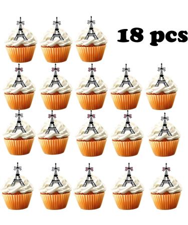18pcs Eiffel Tower Cupcake Toppers for Girl Lady Women Paris Party Supplies Glitter Paris Cake Topper Decorations Birthday French Themed Party Decorations - Buy Online on GoSupps.com