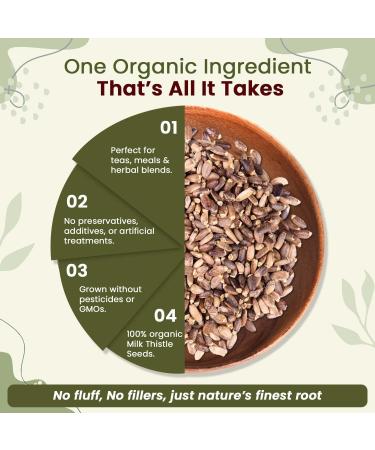Organic Way Whole Milk Thistle Seeds (Silybum marianum) - Herbal Tea | European Wild-Harvest Organic & Kosher Certified Vegan Non GMO & Gluten Free USDA Certified Origin - Albania (4 Oz) 4 Ounce (Pack of 1) - Buy Online on GoSupps.com