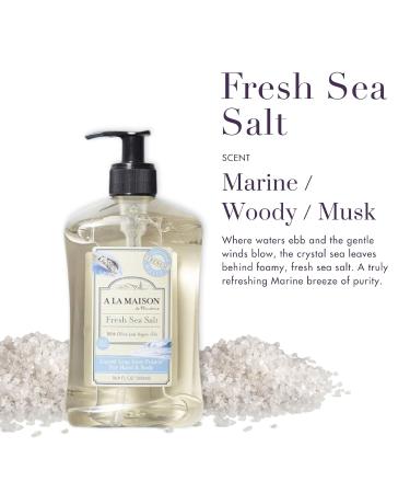 A LA MAISON French Liquid Hand Soap & Eco-Friendly Refill Pouch Combo - Fresh Sea Salt Natural & Biodegradable Plant-Based Hand Wash (3x16oz + 1L) - International Shipping Available - Buy Online on GoSupps.com
