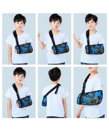 Kids Arm Shoulder Sling Blue - Pediatric Toddler Immobilizer Support Brace for Shoulder Elbow Wrist Injury - Boys Girls Camo Design - Buy Online on GoSupps.com