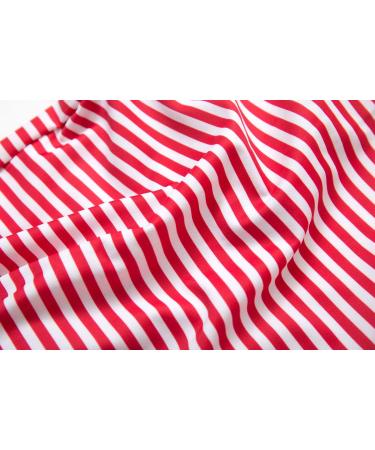 BONVERANO Baby Girls Swimsuit with UPF 50+ Sun Protection | Red Stripe | 6-9 Months - Buy Online on GoSupps.com