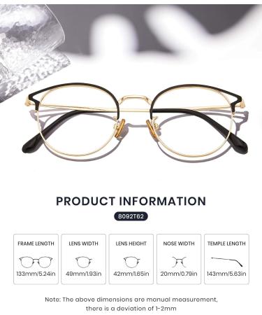 Cyxus Cat Eye & Round Vintage Blue Light Filter Glasses for Women - UV400 Anti-Harmful Protection - 2 Piece Set in Black & Black Gold - Buy Online on GoSupps.com