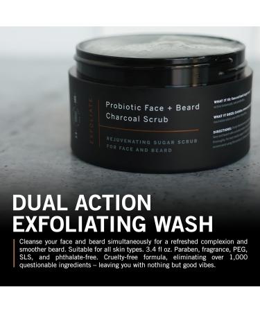 Stubble & Stache Exfoliating Probiotic Charcoal Sugar Scrub for Men - Deep Cleanse Natural Pore Minimizer Pre-Shave Wash Daily Use - 3.4 fl oz - Buy Online on GoSupps.com
