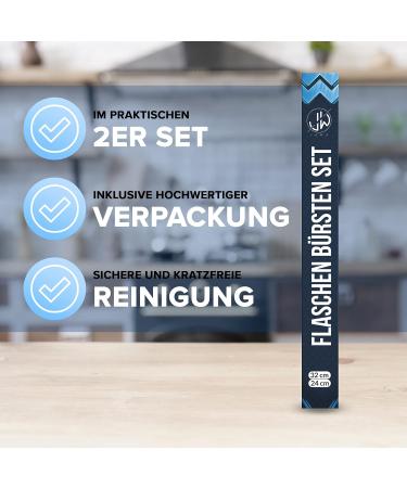 Jawaonline Silicone Bottle Brush Set - 32cm & 24cm - Gentle Scratch-Free Flexible Cleaner for Small & Large Bottles - Turquoise - Buy Online on GoSupps.com