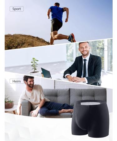 Men's Incontinence Pants - 3 Pack Washable Cotton Boxers with 300ml Absorbent Pad - Size S - Black - Buy Online on GoSupps.com