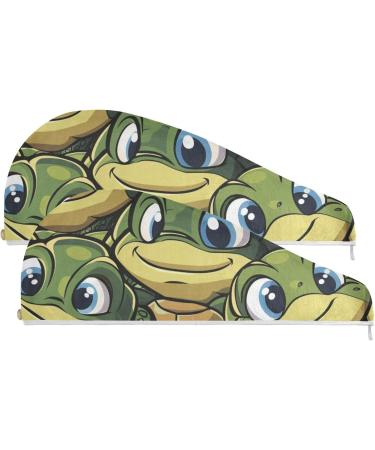 Cool Turtle Hair Towel 2 Pack - Super Absorbent Quick Dry Hair Turbans for Women & Girls | Ultimate Hair Drying Solution - Buy Online on GoSupps.com