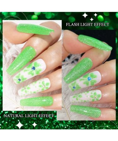 Supwee Neon Green Reflective Glitter Gel Nail Polish - Summer Spring Bright Green Set | 10ML - Buy Online on GoSupps.com