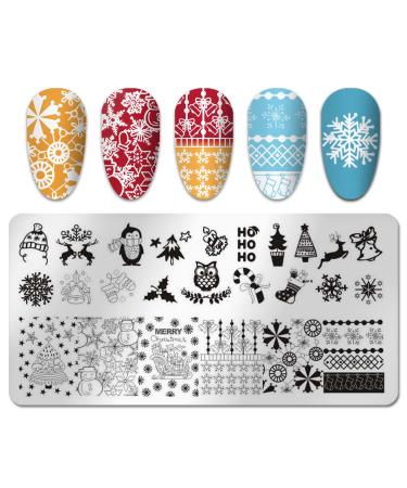 Christmas Nail Stamping Plate Set - Snowflake Elk Winter Stencils for Holiday Manicure - Buy Online on GoSupps.com