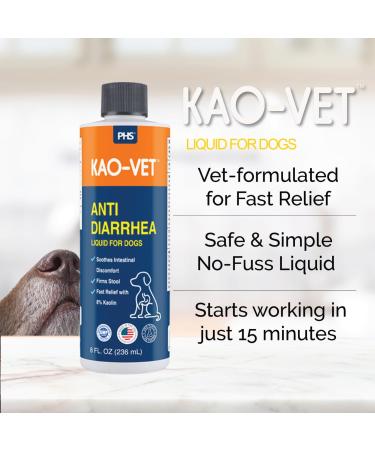 Kao-Vet Dog Anti Diarrhea Liquid for Dogs & Puppies 8 fl oz (236 mL) Fast Acting Diarrhea Relief with 8% Kaolin Upset Stomach Firms Stool & Soothes Intestinal Discomfort - Buy Online on GoSupps.com