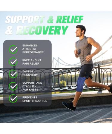 NEENCA Knee Brace - Compression Sleeve with Gel Pad & Stabilizers for Men & Women - Support for Arthritis ACL Meniscus Tear - Dark Blue Large - Buy Online on GoSupps.com