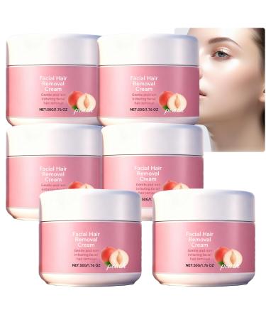 JASUBAI Pack of 6 facial hair removal creams - For sensitive skin on the upper lip and chin - Fast acting - Soothing cream with peach extract - Painless hair removal