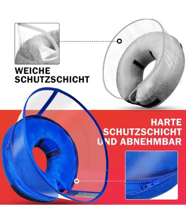 Ashpas Inflatable Break Ruff Dog Collar & Cat Collar - Protective Layer for Long Snouts | Leak Protection & Post-Op Recovery (Removable L) - Buy Online on GoSupps.com