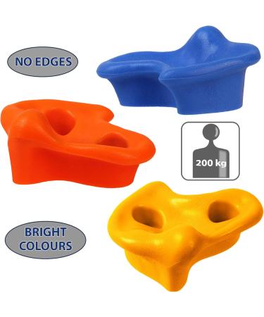 Alpidex Children Climbing Handles - 10 Mixed Color Set | Durable & Resilient Up to 200 kg | Perfect for Indoor & Outdoor Via Ferrata - Includes Fastening Material - Buy Online on GoSupps.com