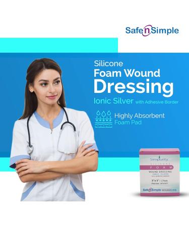Simpurity Silver Silicone Wound Dressing - Waterproof 4x4 Sterile Pads | Bordered Foam Dressing for Wound Care - Buy Online on GoSupps.com