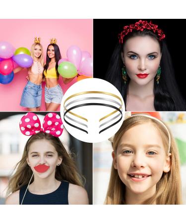24-Piece Metal Headbands | DIY Craft Hair Bands for Men & Women - Black, Silver, Gold | Plain Thin Bulk Headband Accessory - Buy Online on GoSupps.com