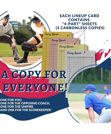 Covey Large Format Baseball Softball Lineup Cards - Pack of 50 | Essential Coaching Equipment for Coaches and Umpires - 8.5 x 5.5 Inch Sheets - Buy Online on GoSupps.com