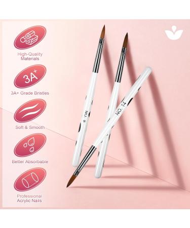 3PCS Kolinsky Acrylic Nail Brushes - Size 8/10/14 Professional Nail Art Brushes for Acrylic Nails - Ideal for Acrylic Powder - Home and Salon Use - B-Color - Buy Online on GoSupps.com