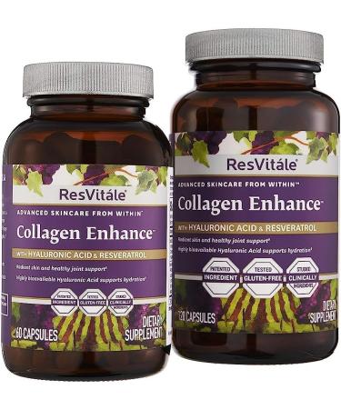 ResVit le Collagen Enhance - Beauty Supplement with Hyaluronic Acid & Resveratrol - 60 Capsules - Buy Online on GoSupps.com