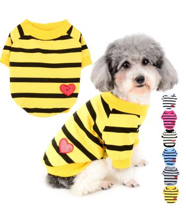 Zweitea dog shirts for small dogs summer basic t-shirt stripes puppy clothes love heart sweatshirt soft cotton shirt pet clothes sweater chihuahua clothing dark yellow xl xl dark yellow
