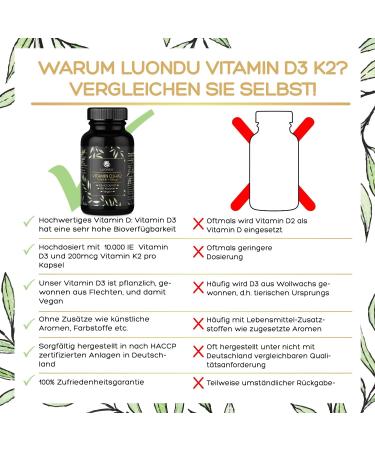 High Dose Vitamin D3 10 000 IU + K2 MK7 200 mcg - Vegan 180 Capsules for Optimal Health | International Shipping - Buy Online on GoSupps.com