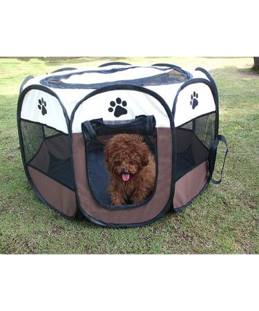 BODISEINT Portable Pet Playpen - Foldable Exercise Pen for Dogs, Cats, and Small Pets - Indoor/Outdoor Kennel for Travel and Camping - Medium Coffee/Beige - Buy Online on GoSupps.com