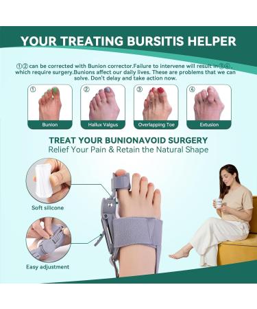 Ergonomic Bunion Corrector for Men & Women | Adjustable Orthopedic Toe Straightener with Comfort Silicone Pad | Effective Big Toe Bunion Relief (Grey - Buy Online on GoSupps.com