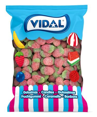 Vidal Vidal Treats wild strawberries spindles red color rubber candy with ax shape and flavor strawberry bag 1 kg