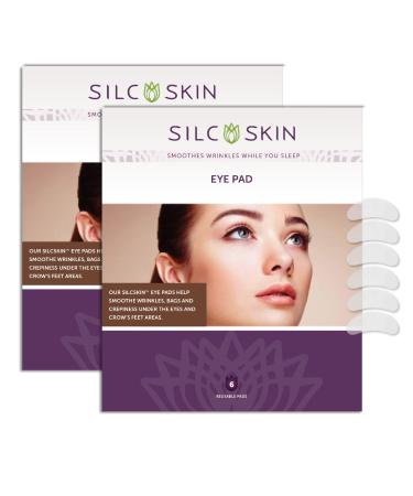 SilcSkin Silicone Eye Pads for Fine Lines, Crepey Skin, and Puffiness - Reusable Overnight Face Pads - 2 Packs 6 Count (Pack of 2)
