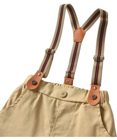 AmzBarley Boys Gentlemans Suit | Kids Dress Shirt Pants Vest Bowtie Tuxedo Rompers | Birthday Party Outfit | Khaki 4-5 Years - Buy Online on GoSupps.com