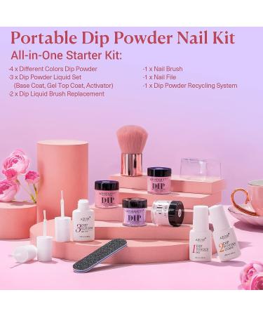 AZUREBEAUTY Spring Dip Powder Nail Starter Kit - 4 Colors Portable Dipping Set - French Nail Art Essential Liquid Manicure - No Lamp Needed - Vitality Girl - Buy Online on GoSupps.com
