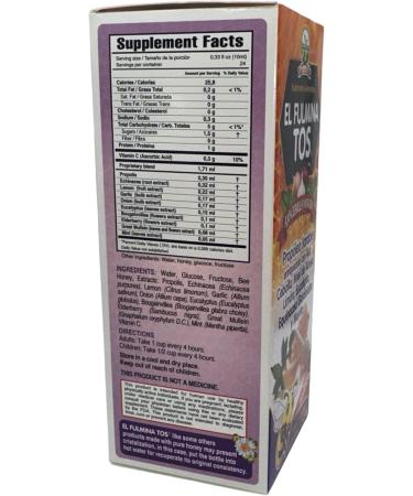 Fulminatos EL FULMINA TOS Propoleo +AJO + CEBOLLA +Miel+Limon+Eucalipto+Equinacea+Gordolobo & Menta (Propolis Syrup W/Garlic and Onion) 8.11 fl oz Nutritional Supplement Cough Syrup FULMINA TOS - Buy Online on GoSupps.com
