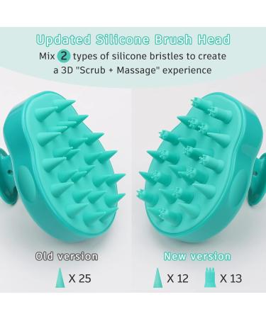 Fretech Scalp Massage Brush - 2 Silicone Bristle Types for Sensitive Scalps Hair Growth & Gentle Cleansing - Green - Buy Online on GoSupps.com