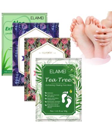 Exfoliating Foot Mask 4 Pairs Moisturizes Nourishes Foot Peel Mask Natural Ingredients Peel Away Hard Skin Calluses Renew Skin Repair And Soften Cracked Heels Feet Masks Exfoliating Socks