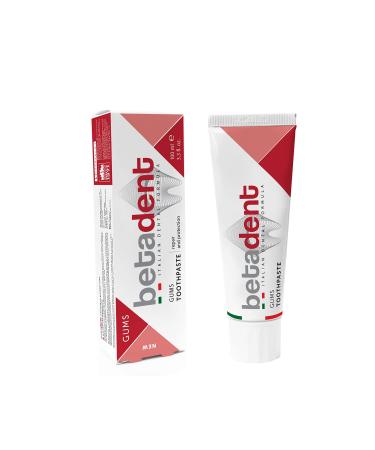 BETADENT Betadent GUMS TOOTHPASTE for sensitive inflamed and irritated gums. Repairs and protects. Anti-plaque and antibacterial action. Gentle non-abrasive formula. Maxi size 100 ml