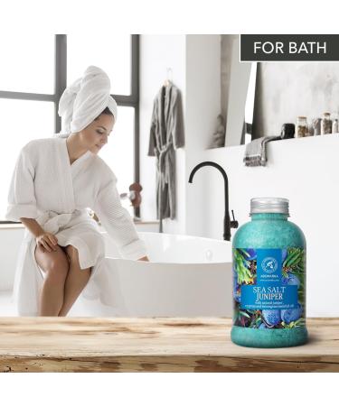 Juniper Bathing Salt 600g - Natural Sea Salt with Juniper Lemongrass & Cypress Oil for Joint Relief Muscle Relaxation & Better Sleep | Body Care & Relaxation - Buy Online on GoSupps.com