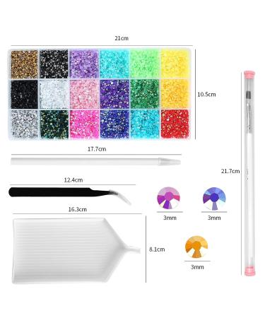36000Pcs 3mm Jelly Rhinestones Kit - Mixed Color Resin Rhinestones for Nail Clothes Shoes Tumblers - Flat Back Round Decorative Gems - Buy Online on GoSupps.com