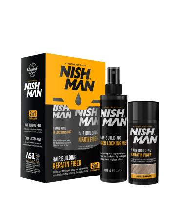 NISHMAN Hair Building Premium Hairdresser Quality Keratin Fiber Hair Powder Set 2 in 1 black