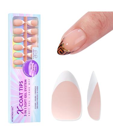 BTArtboxnails Soft Gel Nail Tips - 150pcs Short Almond French Tip Press on Nails Nude Acrylic Nail Tips Kit Fake Nails Supplies Glue on Nails Extension Tips No Needed French Tip Nail Tool Stamper for Professional Use A-N...
