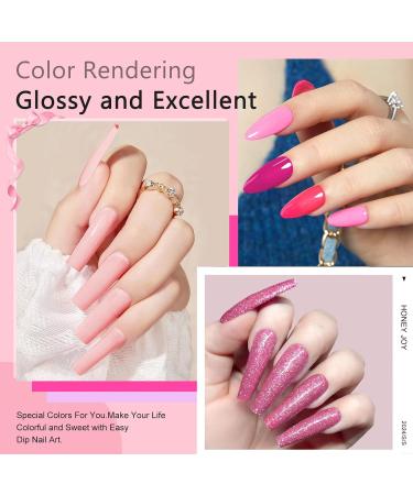 Honey Joy Color Changing Dip Powder Nail Kit - 6 Colors Summer Glitter Pink Dipping Set for DIY Manicure - No Need for Nail Lamp - Perfect Gift for Women - Buy Online on GoSupps.com