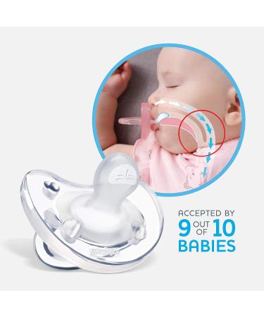 Chicco PhysioForma 100% Soft Silicone Pacifier 0-6m Clear Orthodontic Nipple BPA-Free 2-pack with Sterilizing Case - Buy Online on GoSupps.com