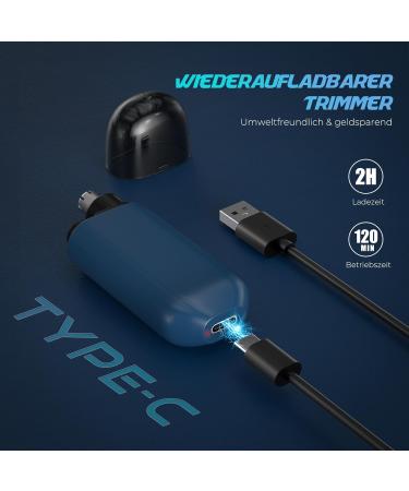 Pain-Free Nasal Hair Trimmer for Men & Women - Stainless Steel IPX7 Waterproof Type C Charging - Easy to Use (Blue) - Buy Online on GoSupps.com