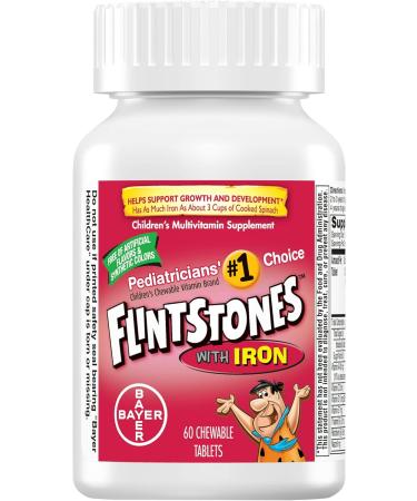 Flintstones Plus Iron Chewable Vitamins - 60ct | Essential Children's Supplement - Buy Online on GoSupps.com