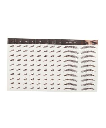 OHPHCALL 9 Sheets Waterproof Eyebrow Stickers Quick Makeup Tools False Eyebrows Cosmetics 3d Template Hair 21x14.7cm Brown